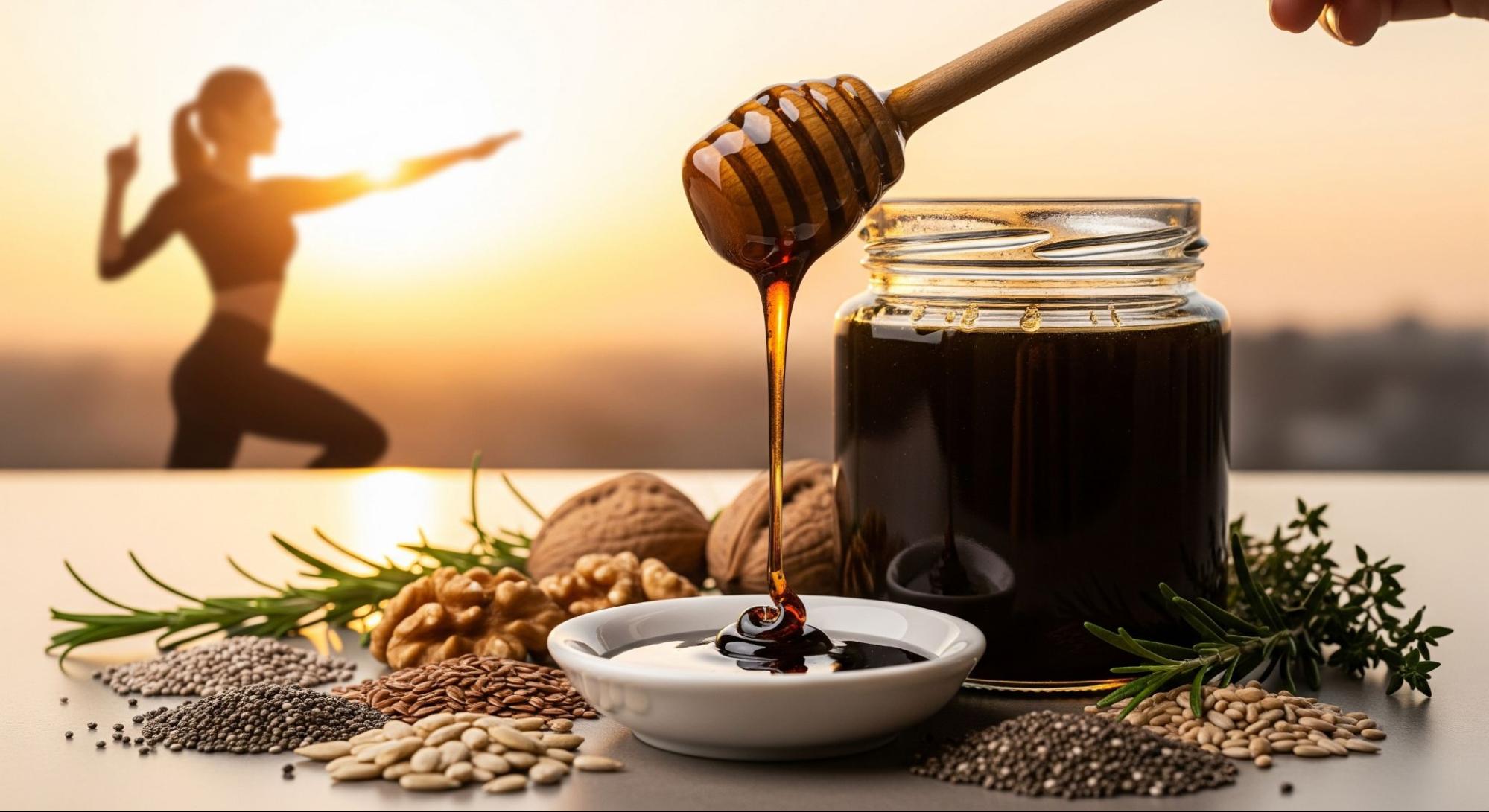 Premium black honey for vitality and recovery