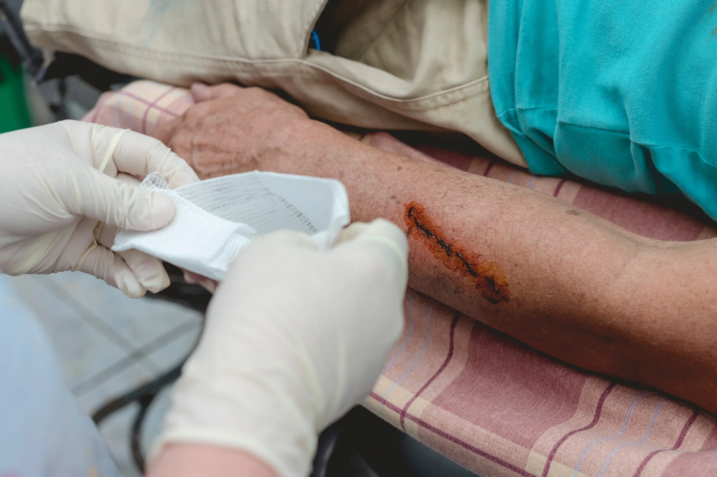 Protecting and dressing wounds, disinfecting wounds