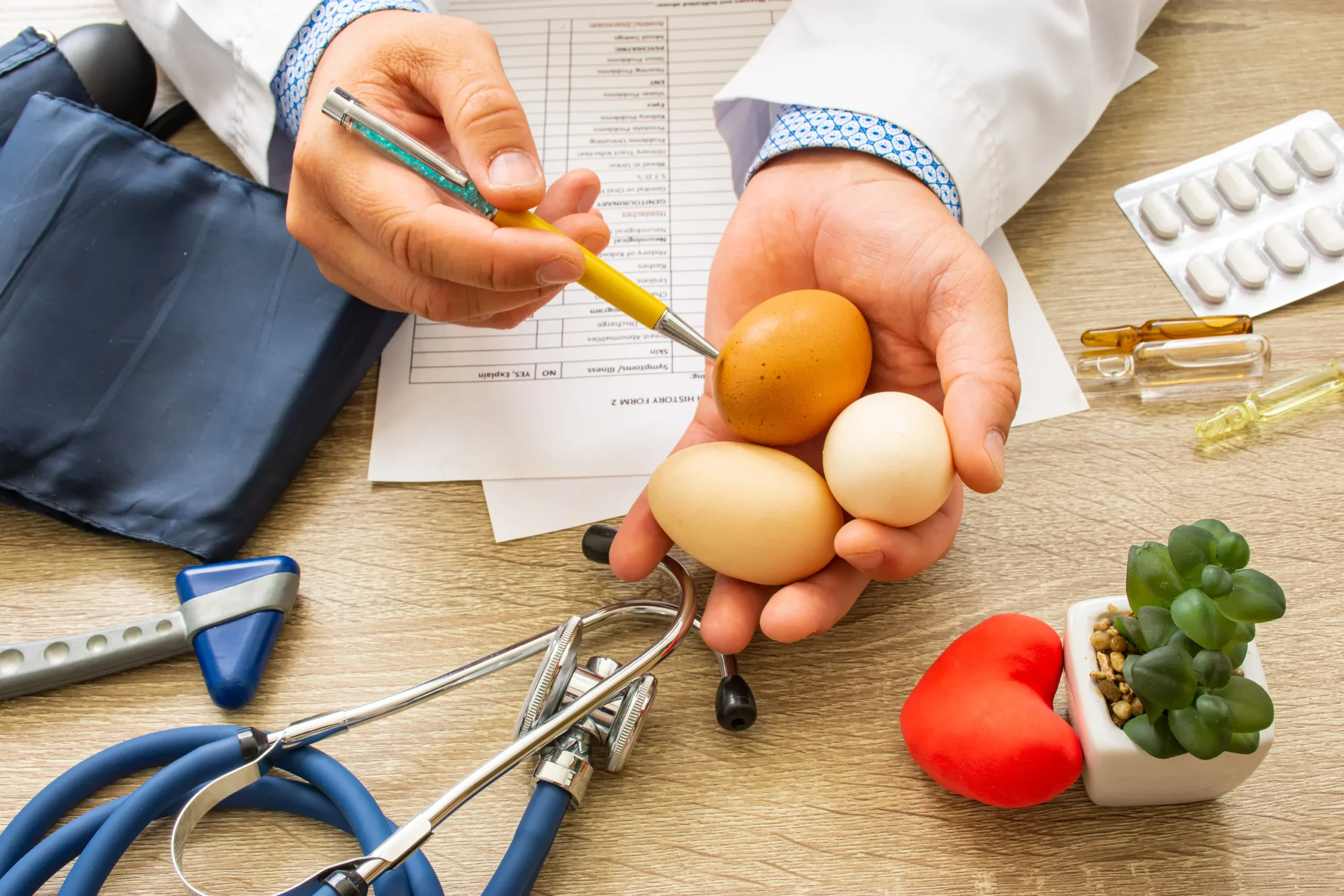 A diabetic's diet should include eggs, legumes, and nuts