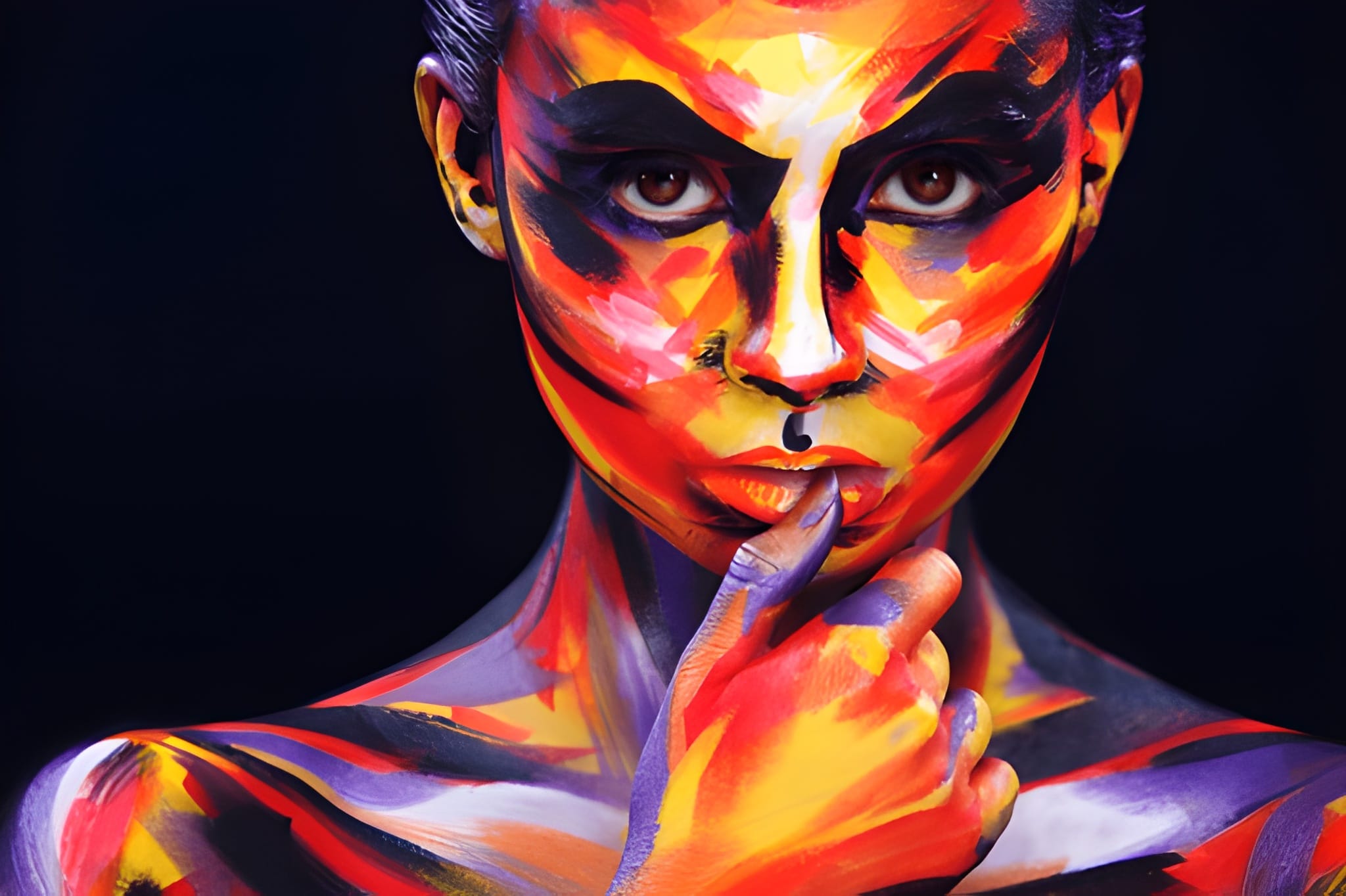 Detailed and colored digital body art