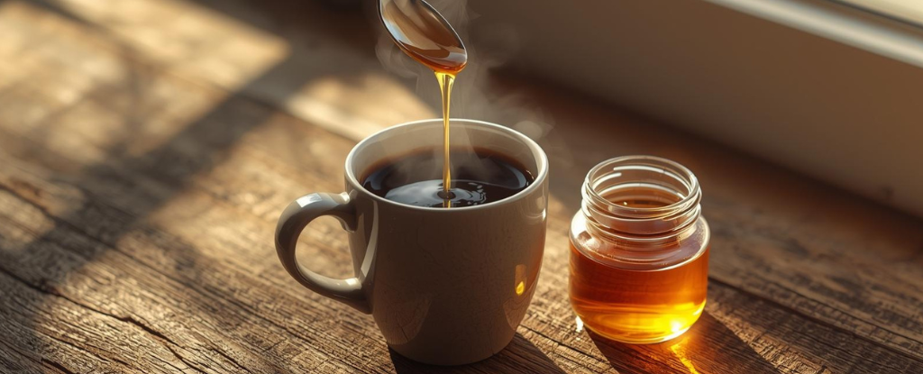 Adding honey to coffee for balanced energy