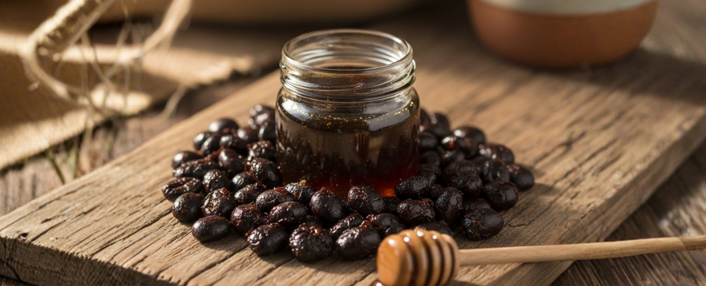 Black honey coffee beans with mucilage