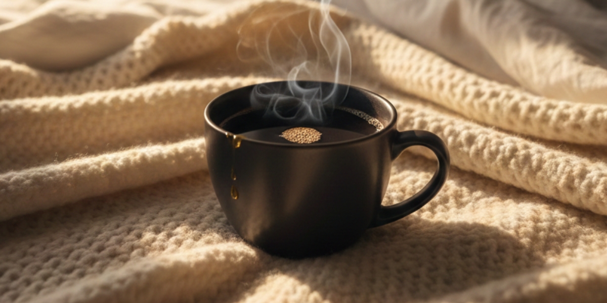 Black honey coffee drying on raised beds