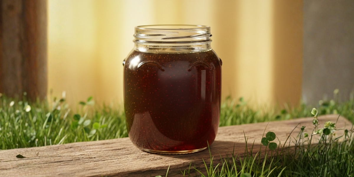 Black honey in a jar for hormone support