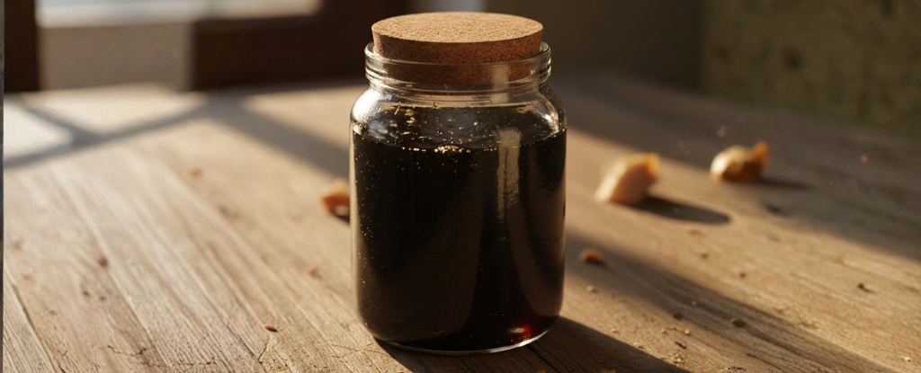 pure black honey in glass jar