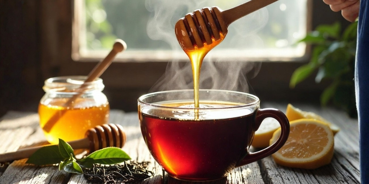 black tea with honey in a warm cup