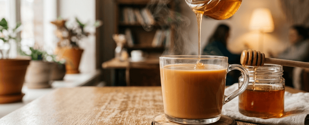 hot honey milk black tea drink